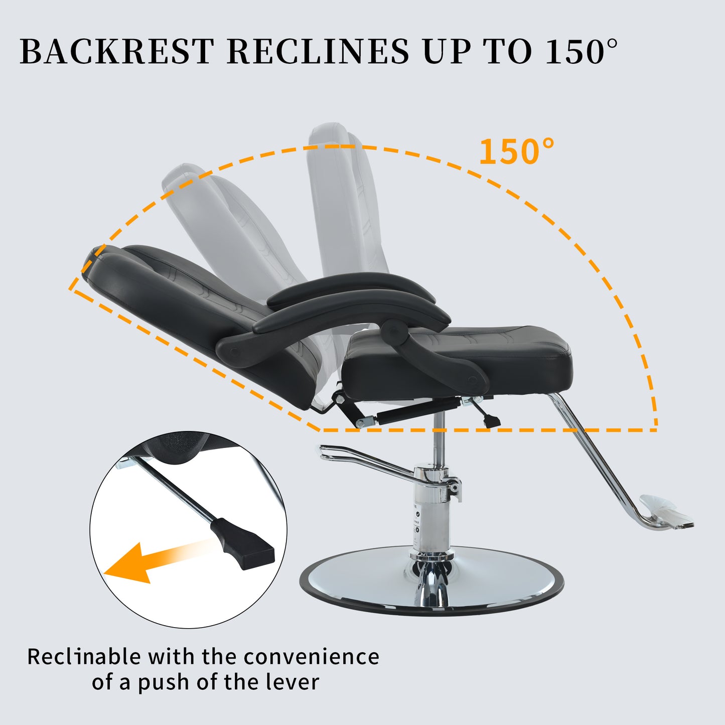 Classic Reclining barber Chair Salon Chair for Hair Stylist with Heavy Duty Hydraulic Pump, 360° Rotation, Tattoo Chair Shampoo Beauty Salon Equipment, Max Load Weight 330 Lbs, Black