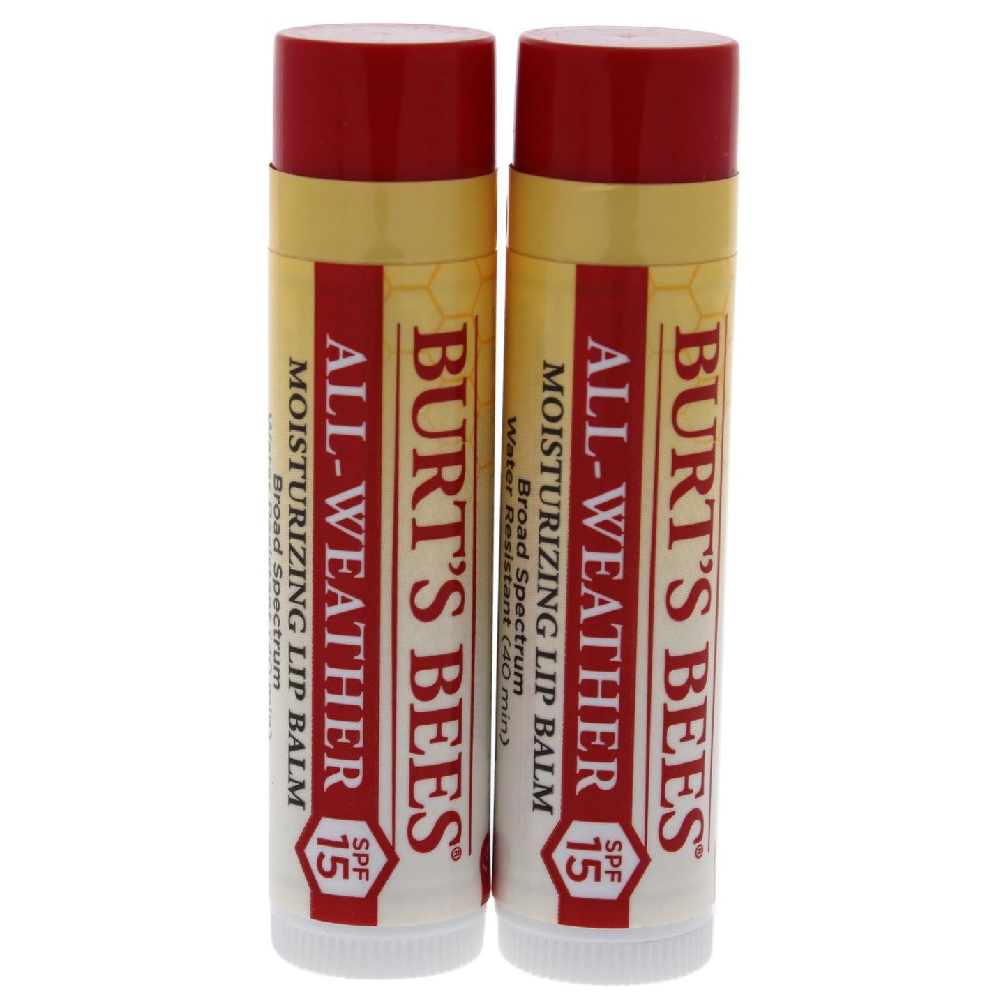 All-Weather Moisturizing Lip Balm Twin Pack SPF 15 by Burts Bees for Unisex - 2 x 0.15 oz Lip Balm