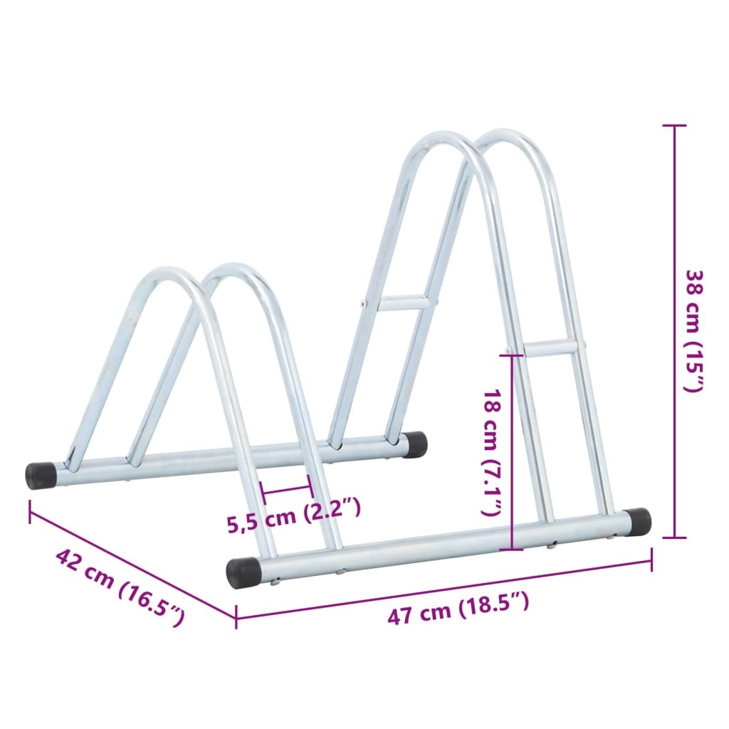 Bicycle Stand for 2 Bikes Floor Freestanding Galvanized Steel