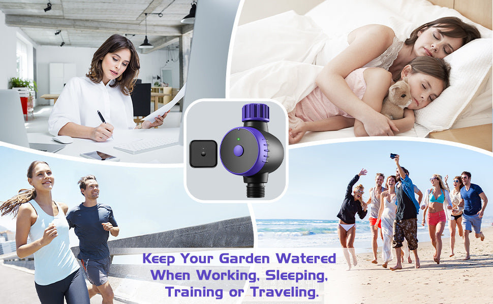 Bluetooth Sprinkler Timer, WiFi Smart Irrigation Water Timer, Wireless Remote APP & Voice Control, Rain Delay/ Manual/ Automatic Watering System, Watering Hose Timer for Yard Garden Lawn Watering