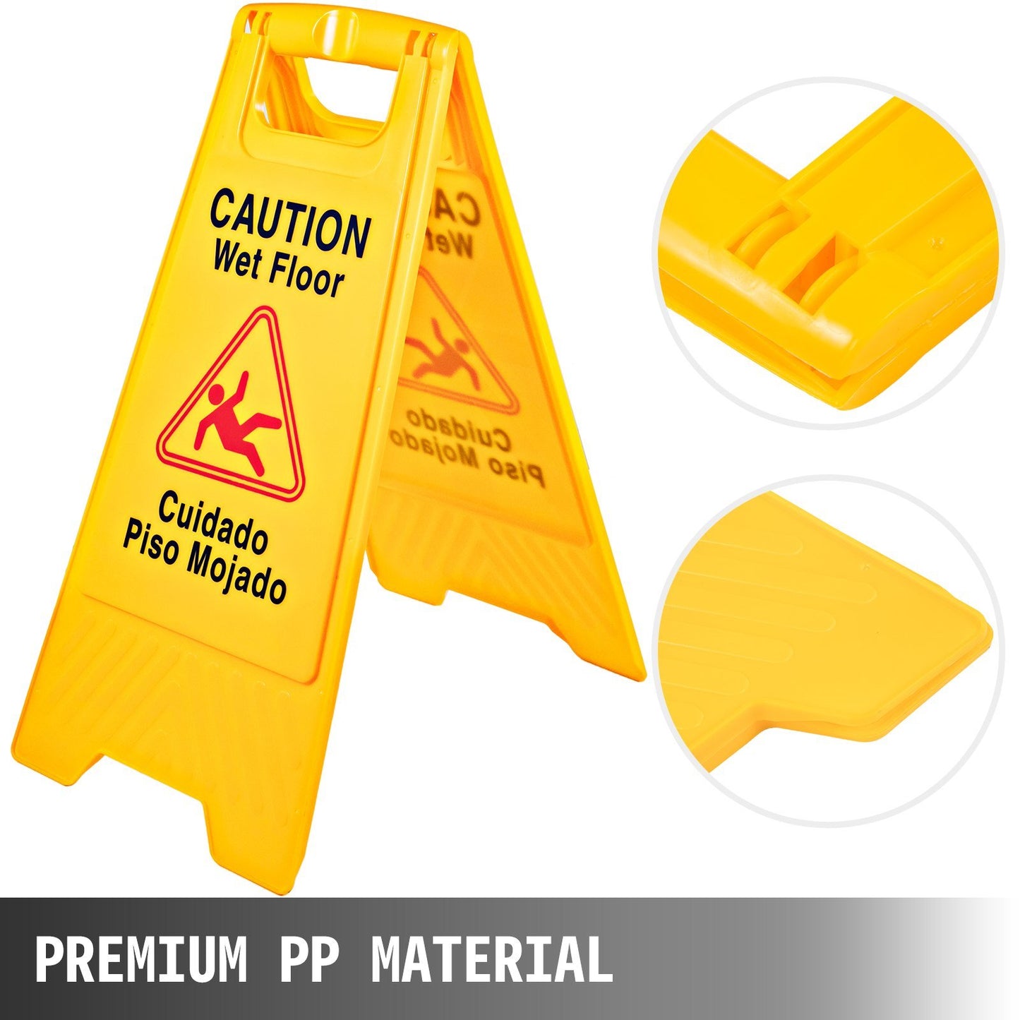 VEVOR 16 Pack Wet Floor Sign, 25" Caution Signs Wet Floor, Fold-Out Wet Floor Sign Bilingual, Double Sided Wet Floor Cones, Wet Sign Floor Sign for Restaurant Restroom Office