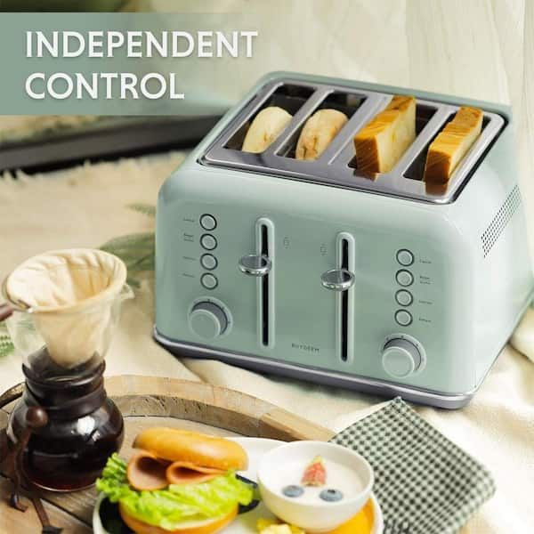 Retro 4-Slice Metal Toaster, Extra Wide Slots, Retro Stainless Steel with High Lift Lever, Bagel and Muffin Function, Removal Crumb Tray, 7-Shade Settings