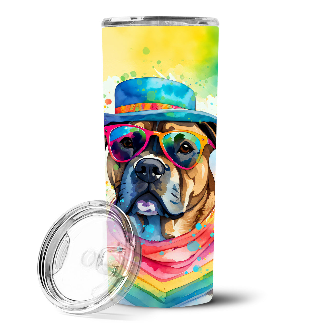 Cane Corso Hippie Dawg Stainless Steel Skinny Tumbler Vacuum Double Walled Reusable Insulated Tumbler Travel Cup for Coffee Cocktails Gift with Lid, 20 oz