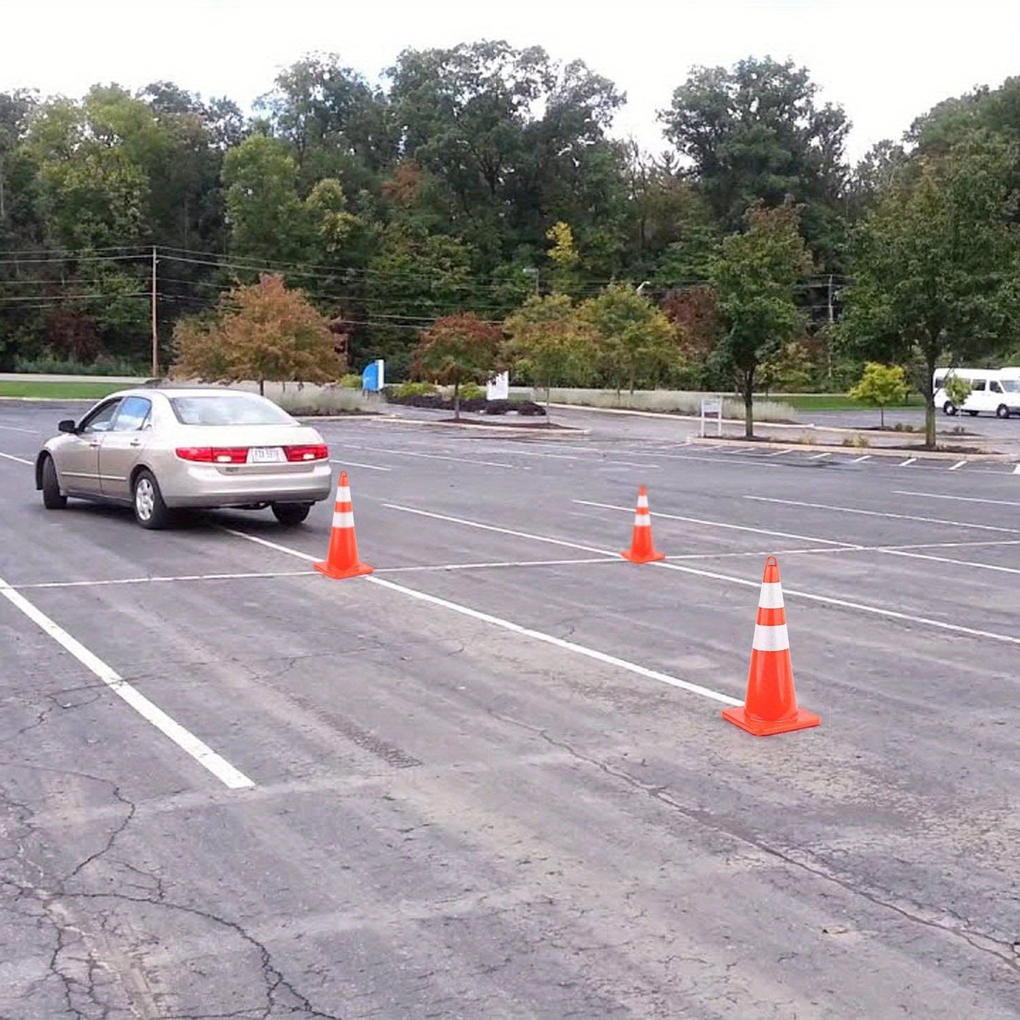 12 pcs Traffic Cones 28 Inch Safety Cones with Reflective Collar Orange Cones with Handle Plastic PVC Heavy Duty Cones for Parking Lot, Driving Training