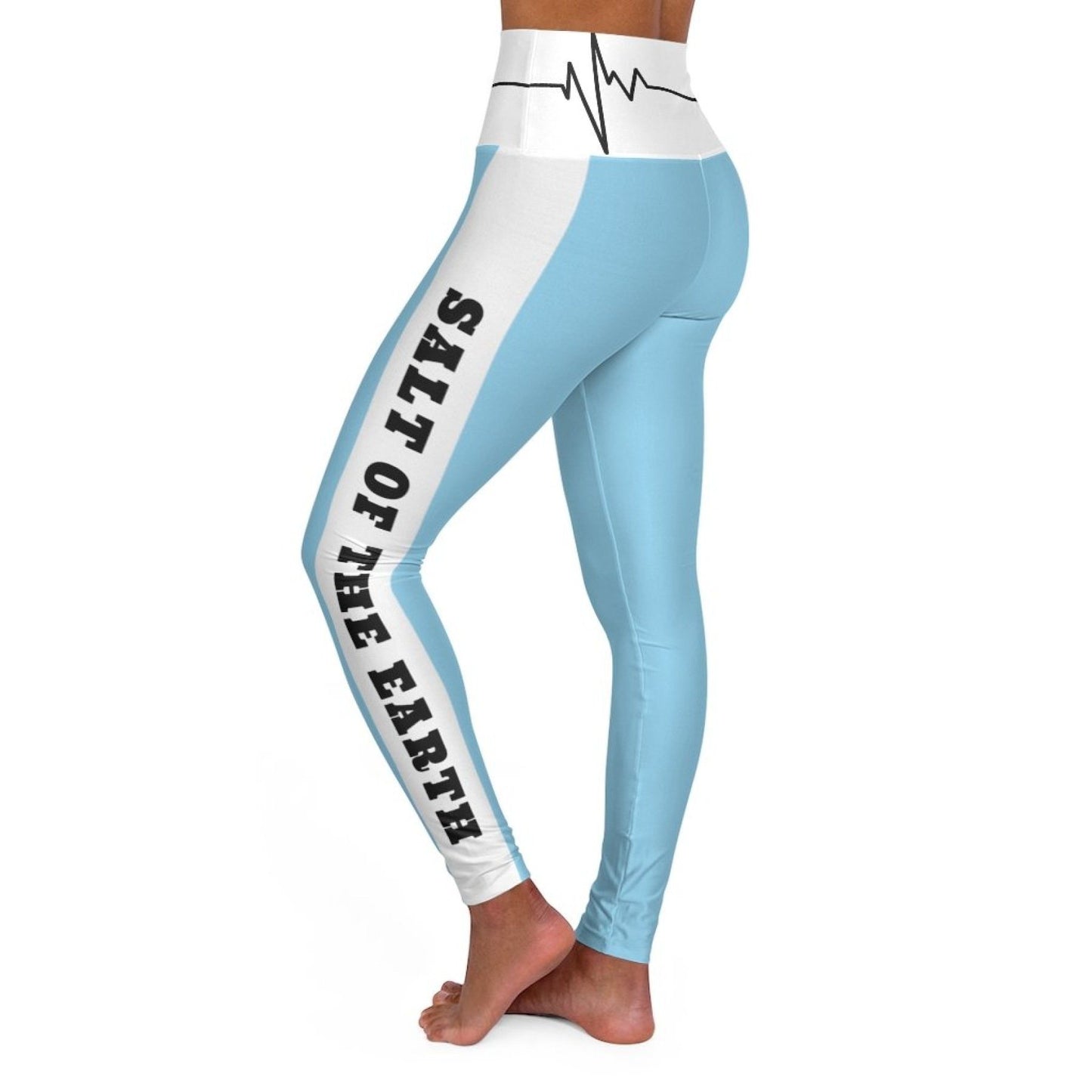 High Waisted Yoga Leggings, Baby Blue Salt Of The Earth Matthew 5:13 Beating Heart Sports Pants