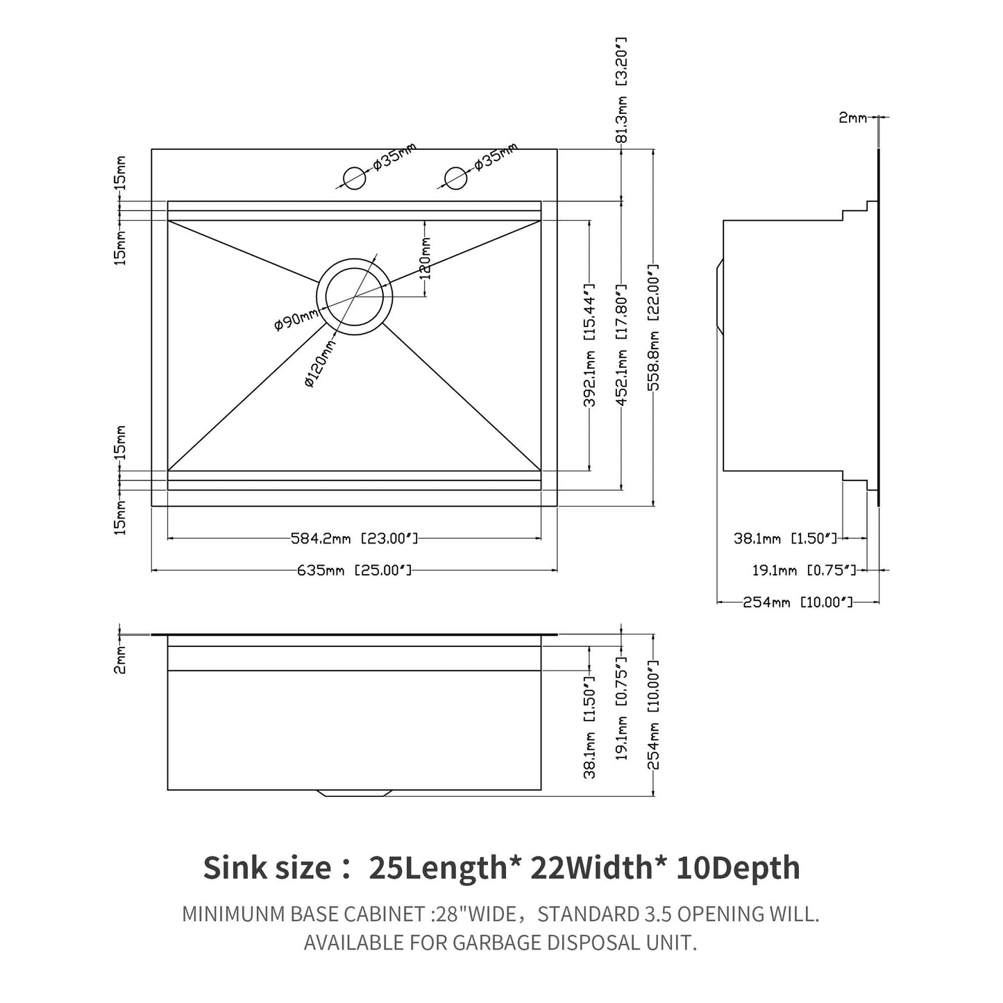 Lordear Drop In Workstation Sink Topmount 16 Gauge Stainless Steel or Gunmetal Black Single Bowl Kitchen Sink