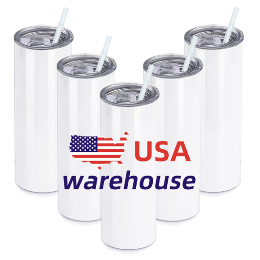 US Warehouse White 20Oz Stainless Steel Heat Transfer Printing Tumbler 20oz Straight Sublimation Tumbler 25PCS/Case