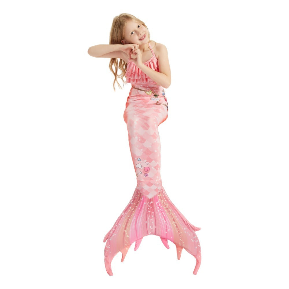 Mermaid Tails Swimsuit for Girls Swimming 3Pcs Mermaid Princess Bathing Suit