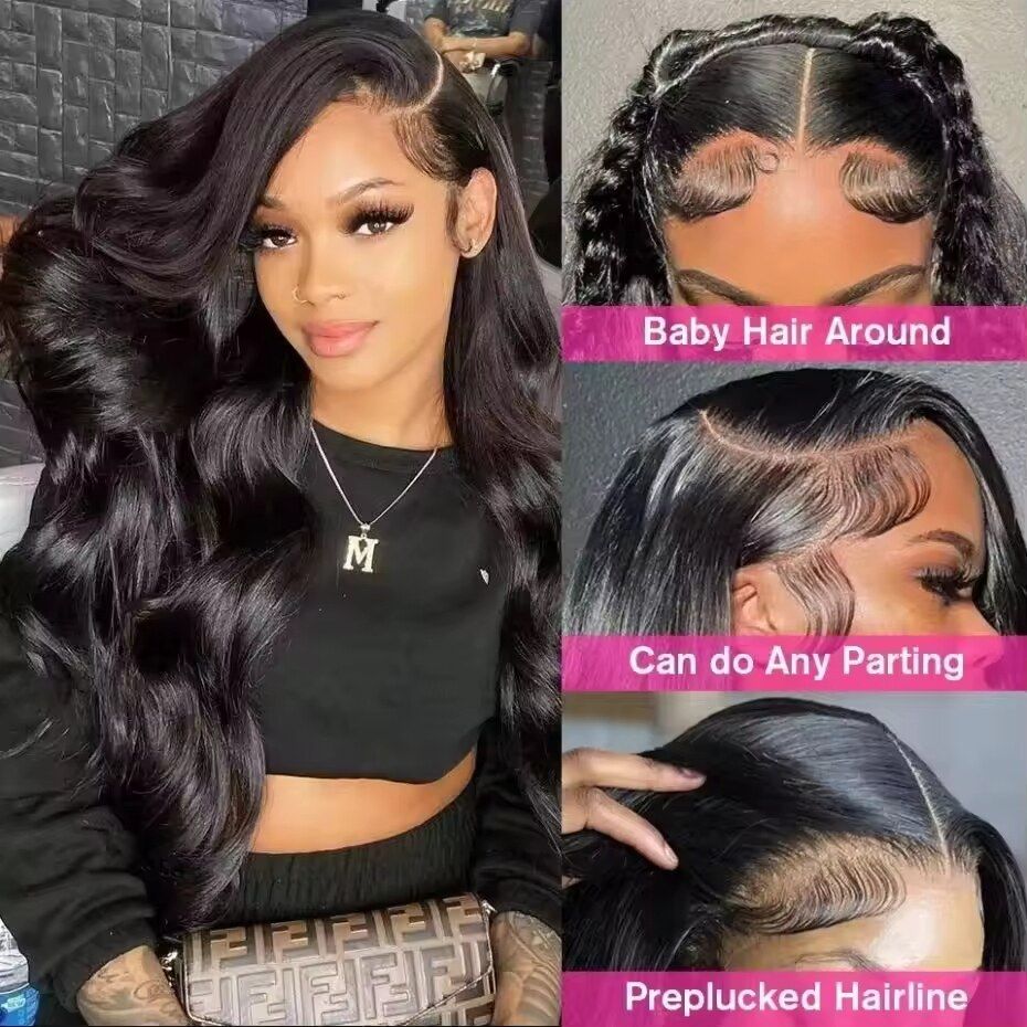 6x4 Lace Front Wigs Human Hair 200 Density Body Wave HD Lace Front Wigs Human Hair Pre Plucked Natural Color Glueless Wig 100% Virgin Human Hair Lace Front Wigs for Women