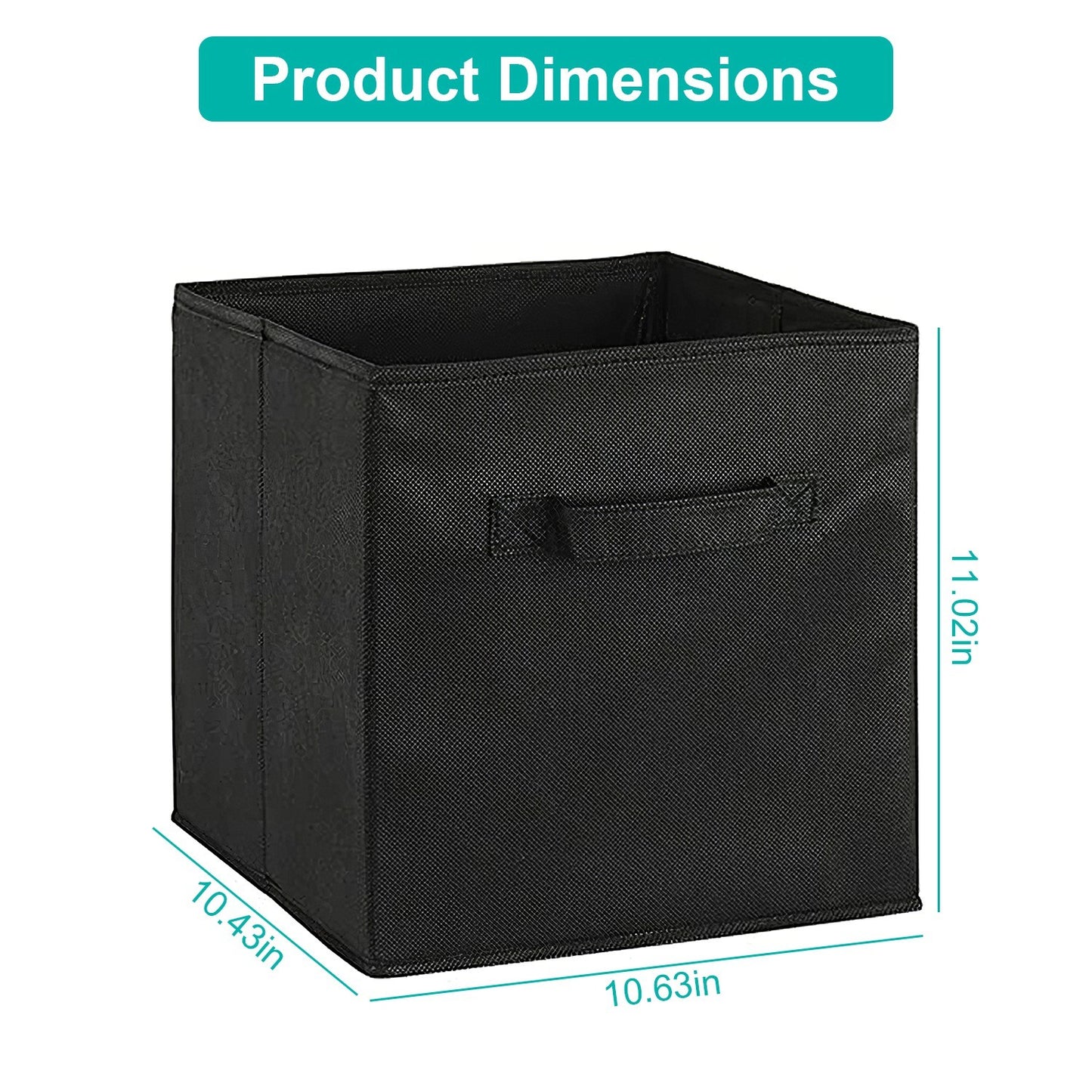 2 Sets Storage Bin Non-Woven Fabric Cube Organizer with Handle Foldable Cube Basket For Shelves Closet Living Room Bedroom Black