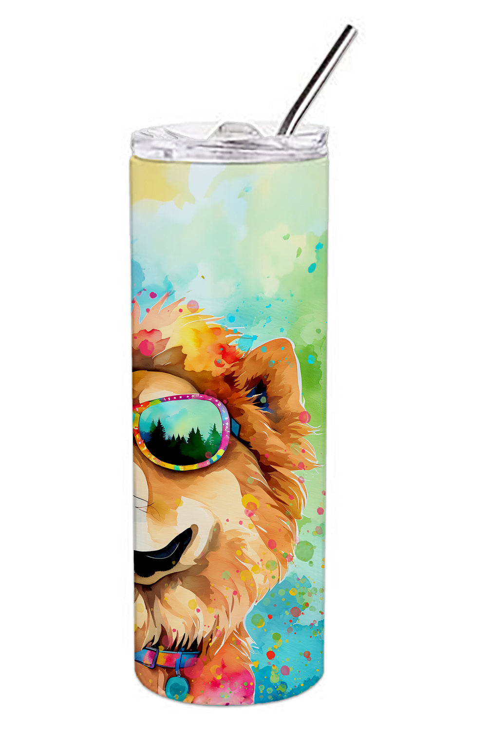 Chow Chow Hippie Dawg Stainless Steel Skinny Tumbler Vacuum Double Walled Reusable Insulated Tumbler Travel Cup for Coffee Cocktails Gift with Lid, 20 oz