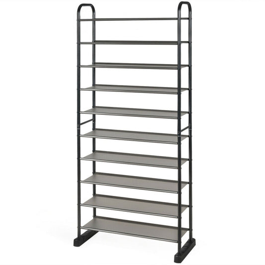 10-Tier Free-Standing Metal Frame Shoe Rack