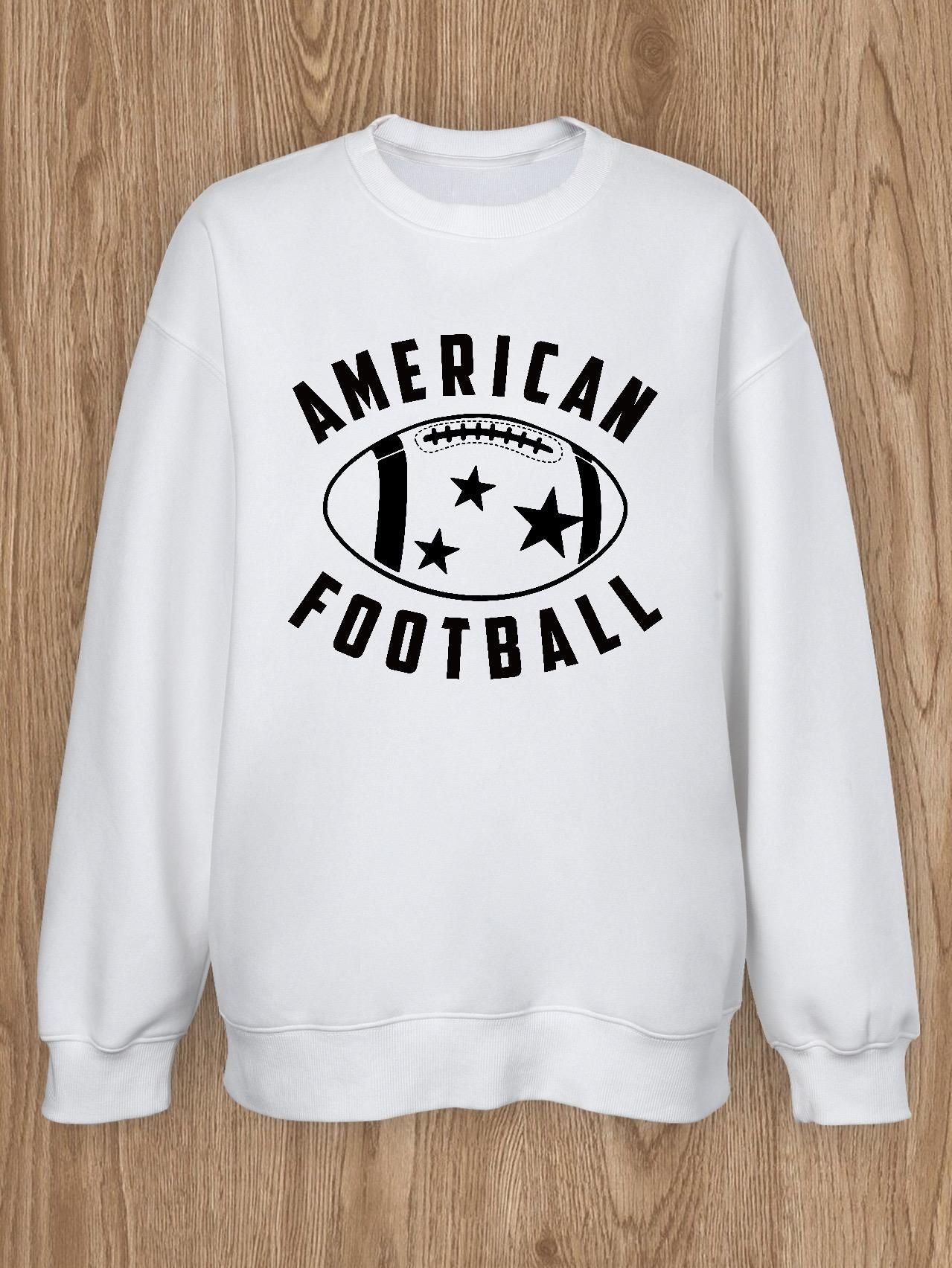 Women Basic Casual Pullover Spring Autumn Long Sleeve Alphabet Rugby Printed Round Neck