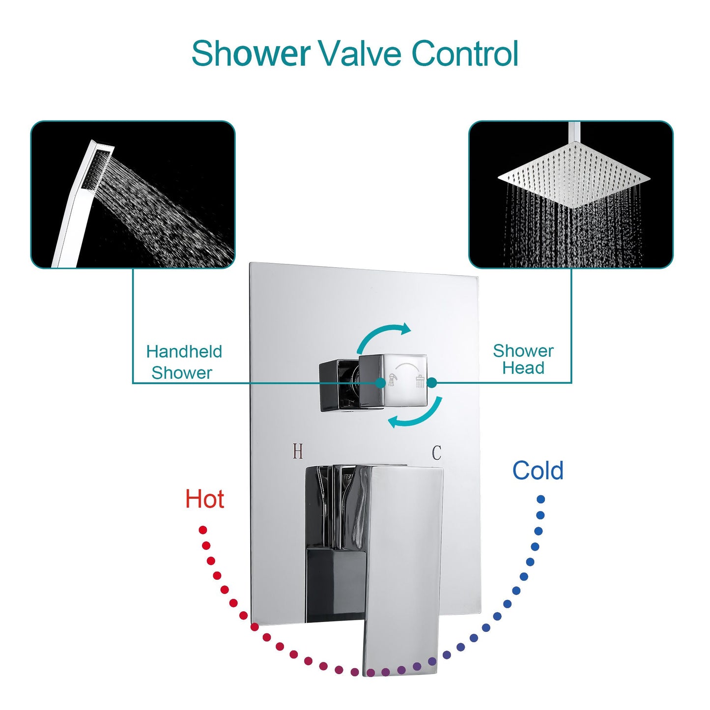 16\" Rainfall Shower Head and Handhled Shower Head,Ceiling Mounted Matte Black Shower System