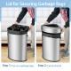 60L Stainless Corner Steel Trash Bin with Lid and Anti-slip Bottom