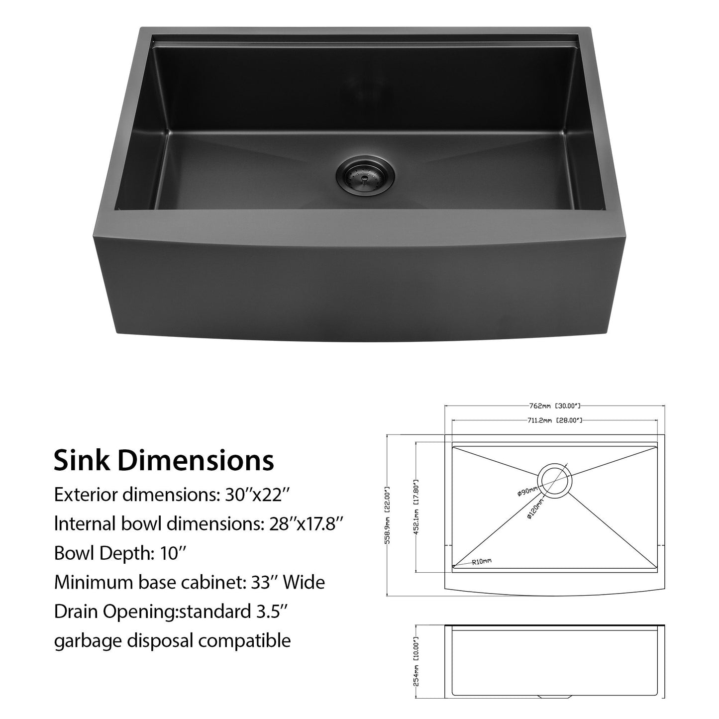 Farmhouse Sink Kitchen Sink Apron Front Single Bowl Workstation Stainless Steel Sink