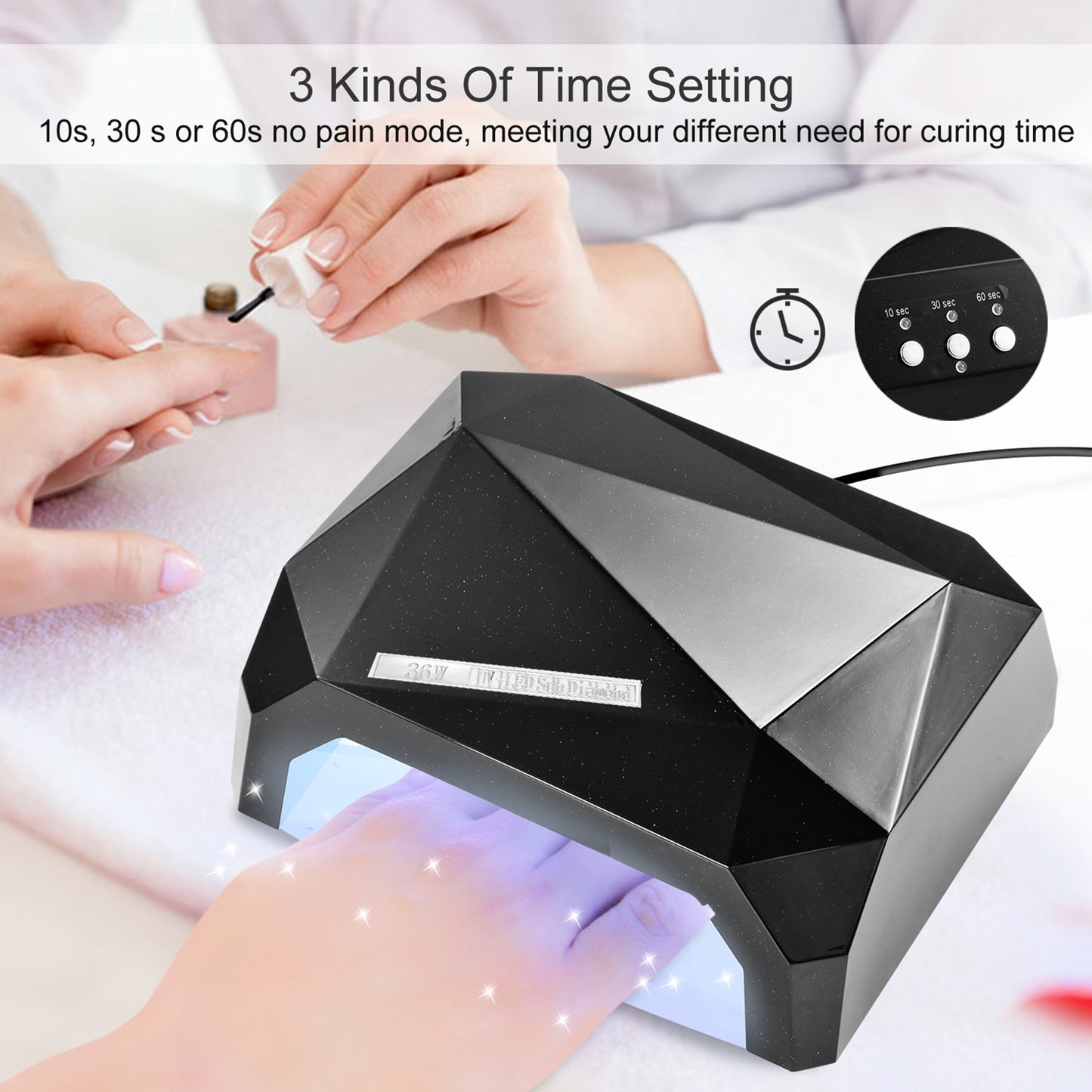 36W UV LED Lamp Nail Polish Dryer 15 LEDs Fingernail Toenail Gel Curing Machine Nail Art Painting Salon Tools Set US Plug