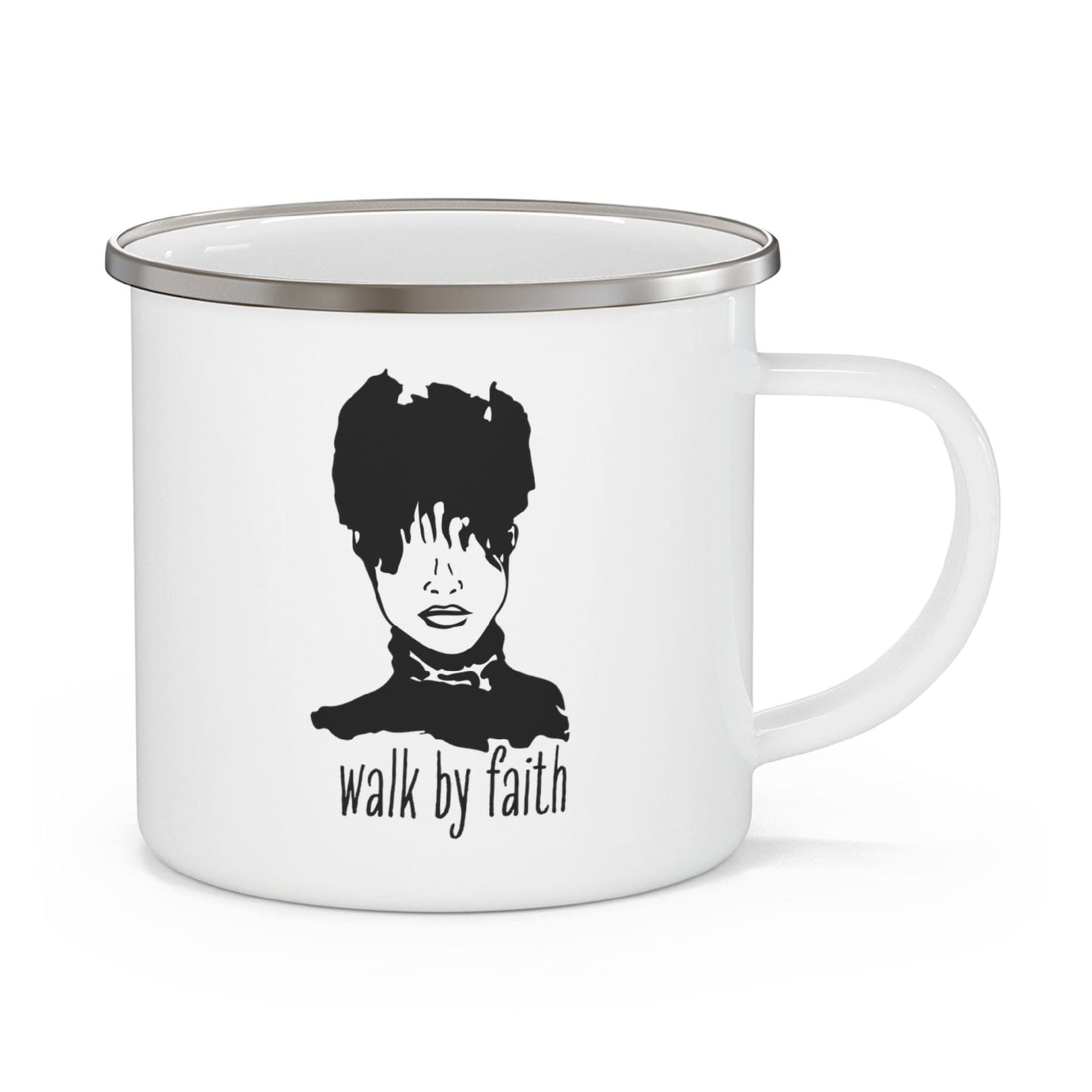 Enamel Camping Mug, Say It Soul, Walk By Faith Positive Inspiration Affirmation