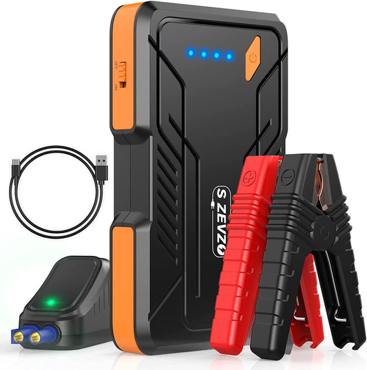S ZEVZO Battery Jump Starter 1000A Peak Portable Jump Starter for Car (Up to 7.0L Gas/5.5L Diesel Engine) 12V Auto Battery Booster Pack with Smart Clamp Cables.USB Charge.   No delivery on weekends