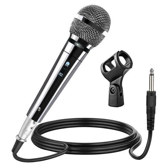 5 Core Microphone XLR Dynamic Mic Karaoke Singing Handheld Microfono Wired Professional Unidirectional 1/4 Plug In Cord Connection for Vocal DJ Music - PM 111 CH