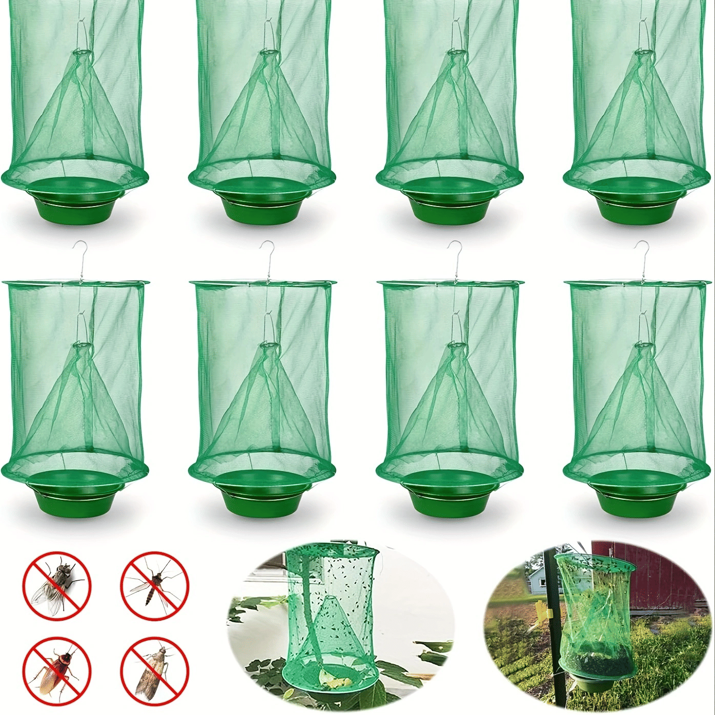 2 x 4 Pack Fly Traps Outdoor, Ranch Fly Traps Fly Catcher Cage for Indoor or Outdoor Family Farms, Park, Restaurants