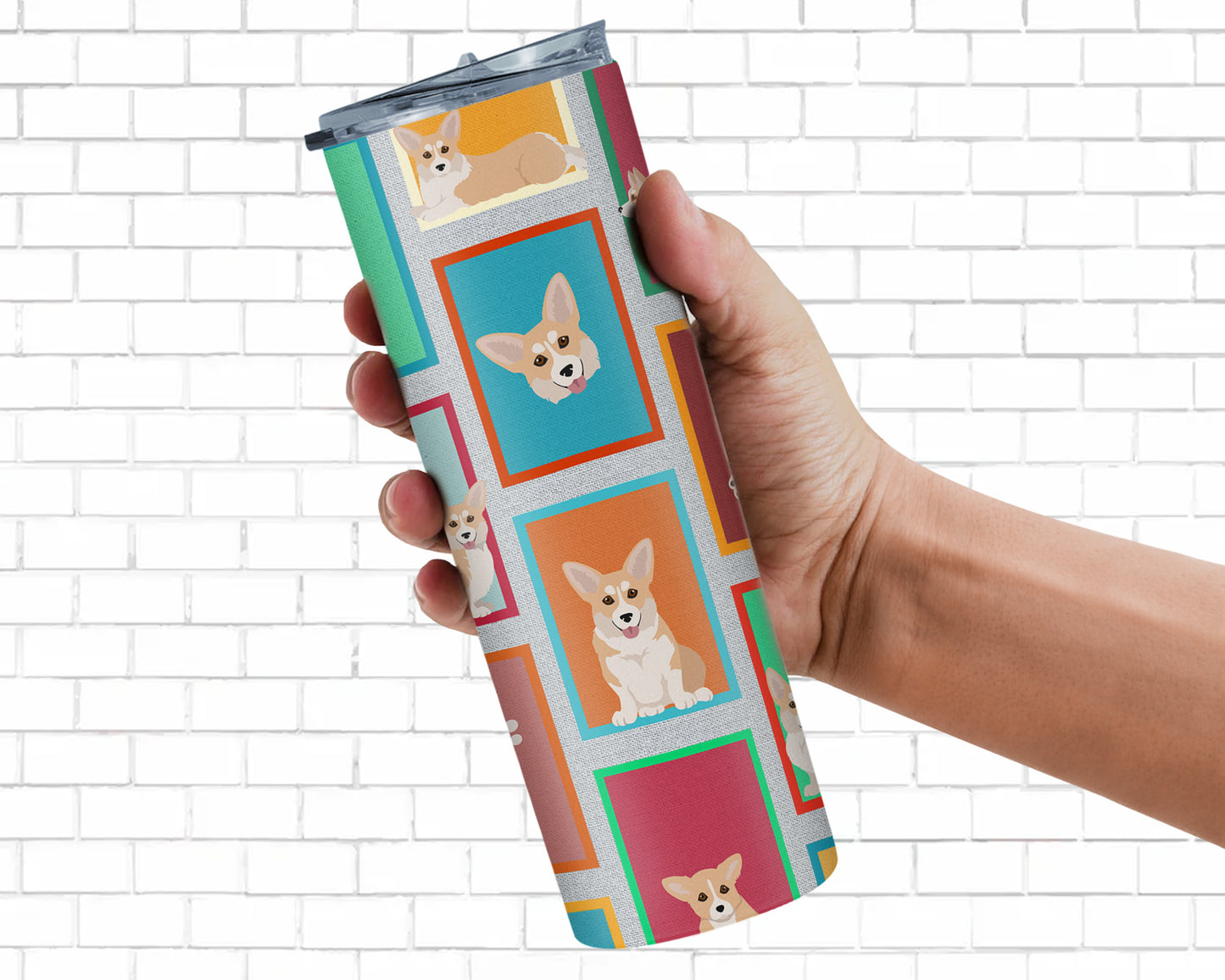 Lots of Fawn Pembroke Corgi Stainless Steel Skinny Tumbler Vacuum Double Walled Reusable Insulated Tumbler Travel Cup for Coffee Cocktails Gift with Lid, 20 oz