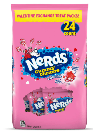 Nerds Valentine's Day Friendship Exchange Gummy Clusters, 24 Individual Packs