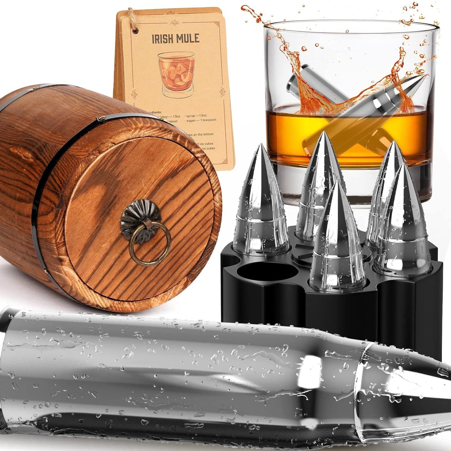 Stainless Steel Whiskey Bullet Stones Gift Set