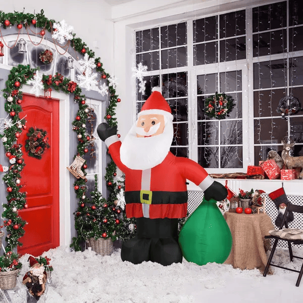 6 FT Lighted Christmas Inflatable Decoration, Inflatable Santa Claus With Large Gift Bag, Funny Blow Up Yard Decorations With Built-in LED Lights For Holiday Party Front Yard Lawn Garden Decor