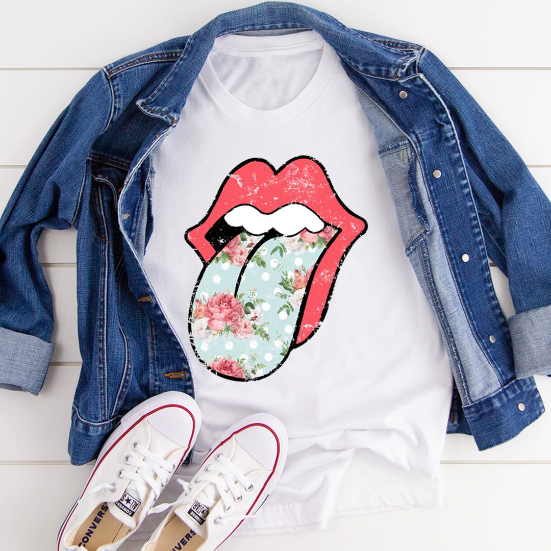 Hippie Floral Tongue T-Shirt