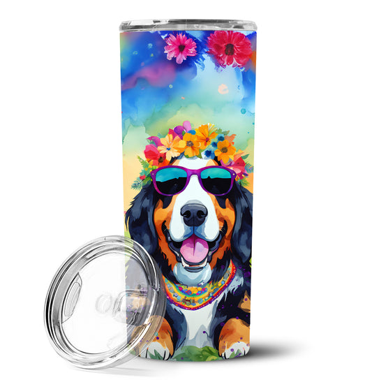 Bernese Mountain Dog Hippie Dawg Stainless Steel Skinny Tumbler Vacuum Double Walled Reusable Insulated Tumbler Travel Cup for Coffee Cocktails Gift with Lid, 20 oz