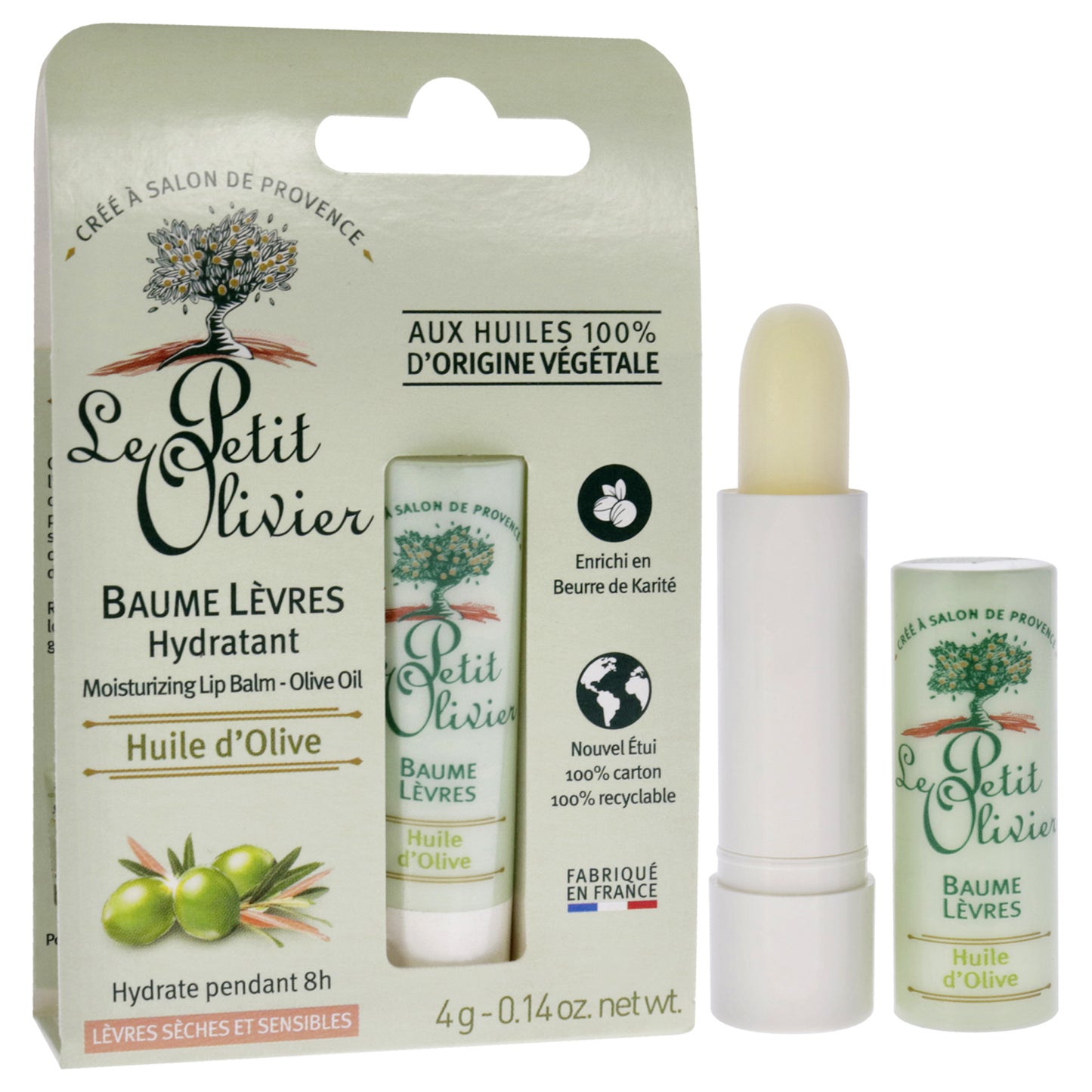 Moisturizing Lip Balm - Olive Oil by Le Petit Olivier for Women - 0.14 oz Lip Balm