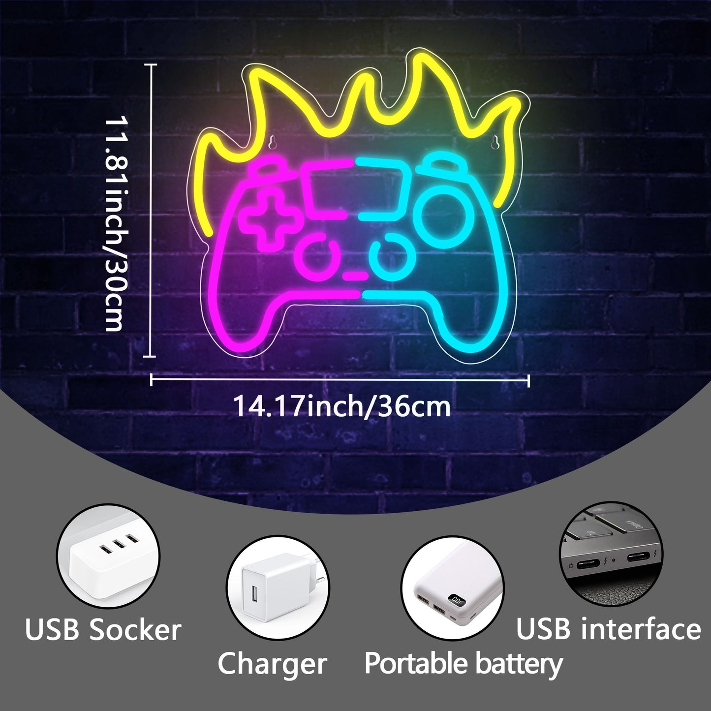 1pc 5V USB Powered Back Plate LED Neon Light for Indoor Room Festival Party,Bedroom,Gameroom