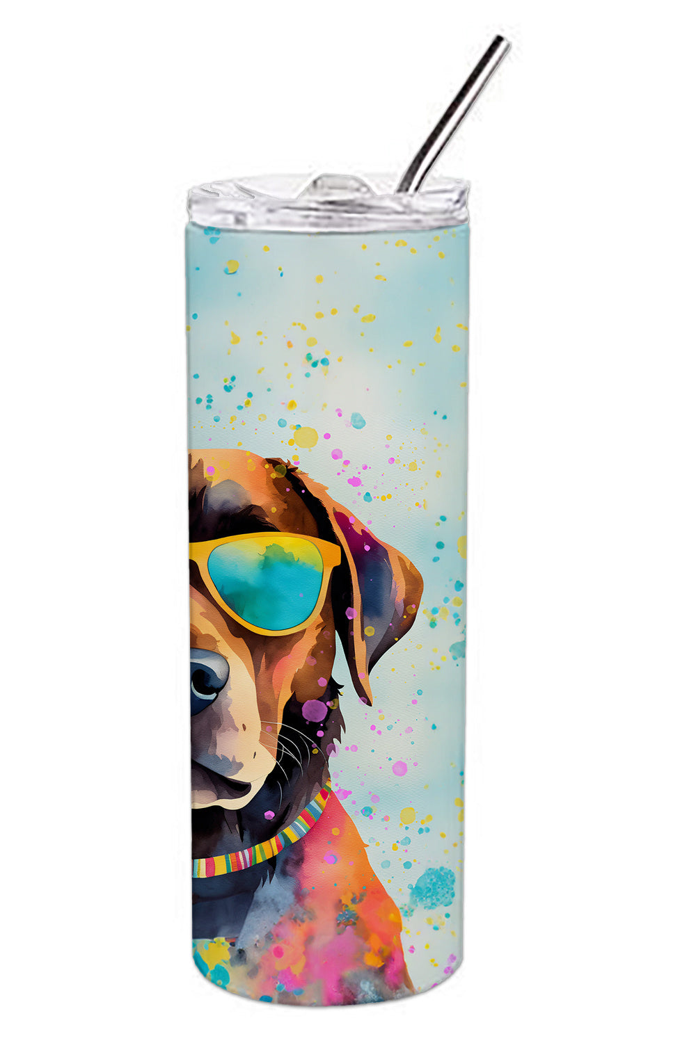 Chocolate Labrador Hippie Dawg Stainless Steel Skinny Tumbler Vacuum Double Walled Reusable Insulated Tumbler Travel Cup for Coffee Cocktails Gift with Lid, 20 oz