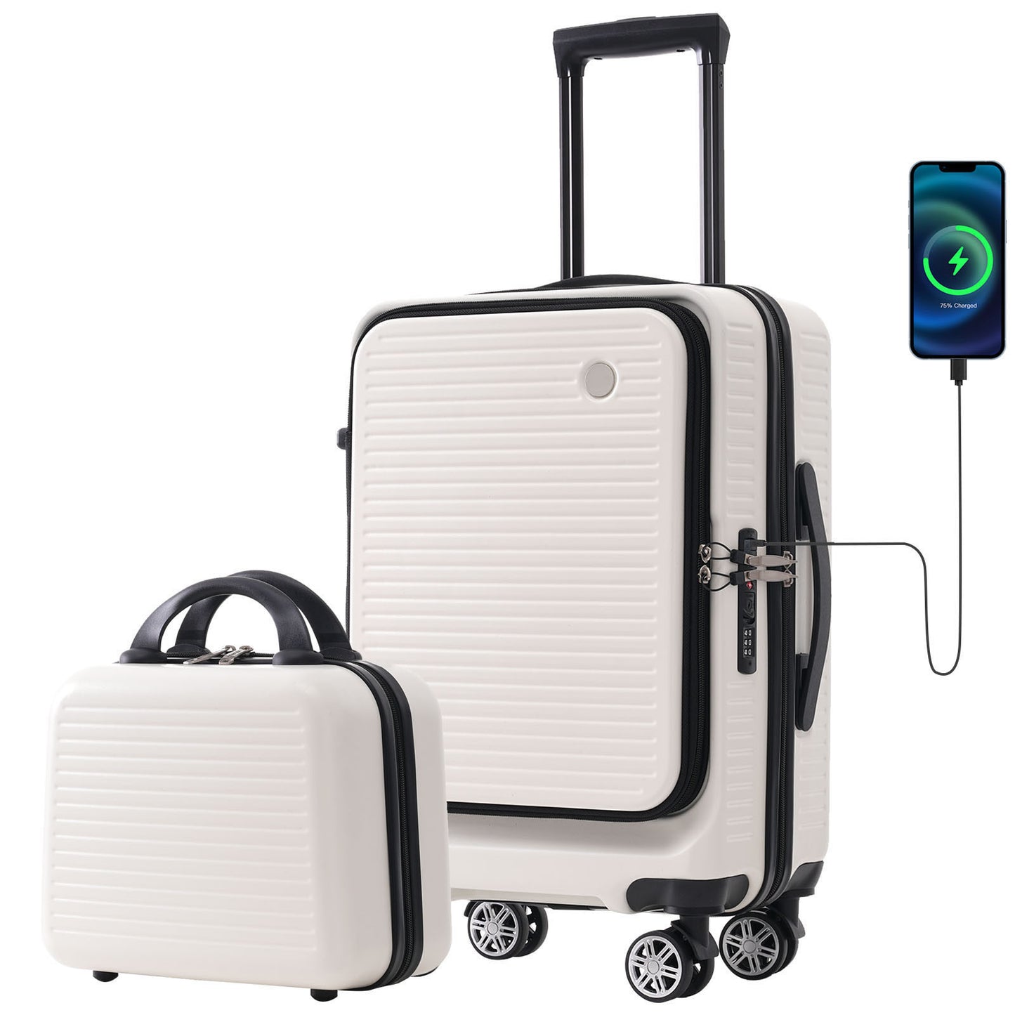 Carry-on Luggage 20 Inch Front Open Luggage Lightweight Suitcase with Front Pocket and USB Port, 1 Portable Carrying Case