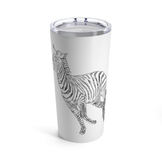 Home/travel Accessories, Insulated Tumbler 20oz, Galloping Zebra Line Art Drawing Print