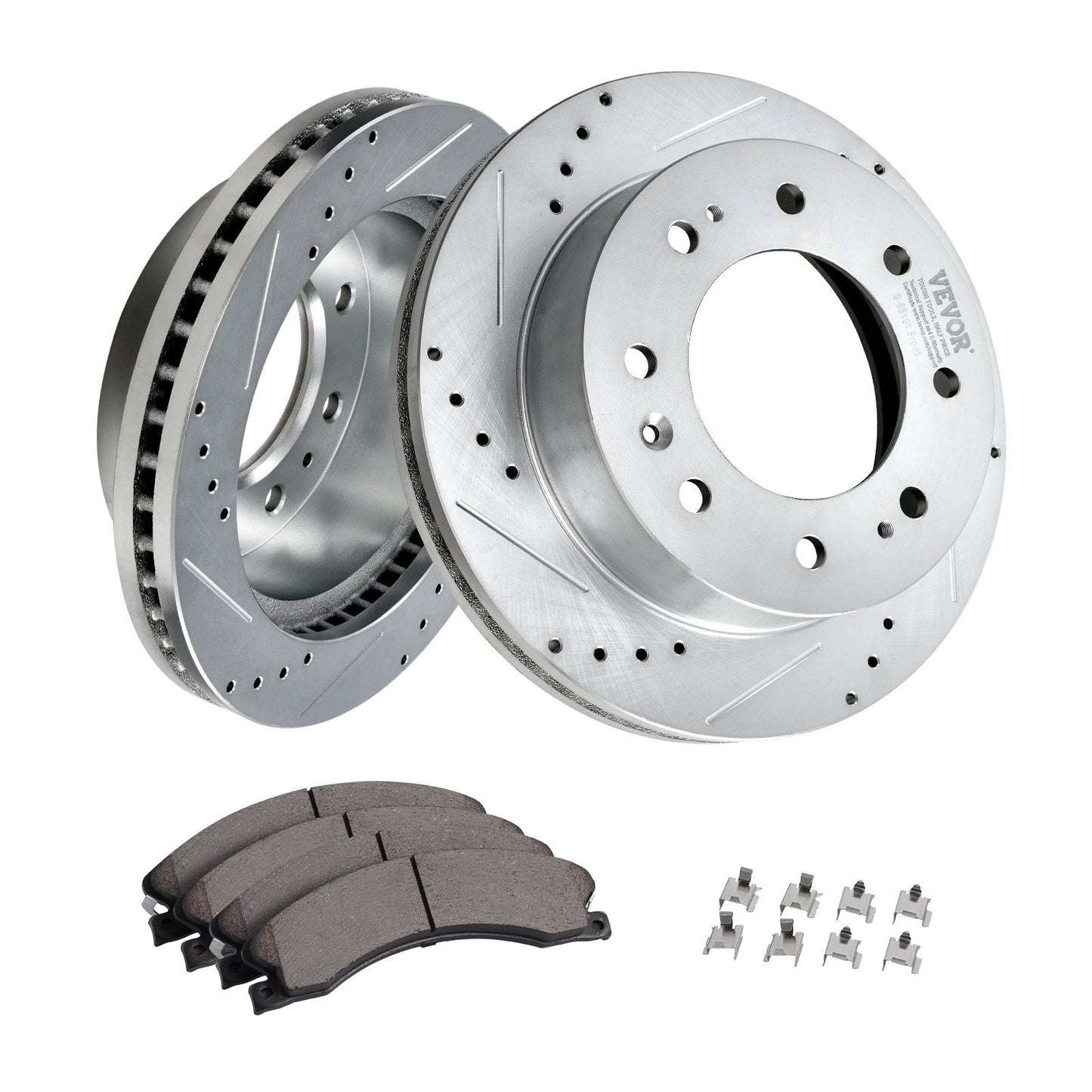 VEVOR Drilled and Slotted Front Brake Rotors Pads Kit for Chevy Silverado GMC