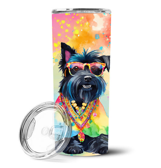 Scottish Terrier Hippie Dawg Stainless Steel Skinny Tumbler Vacuum Double Walled Reusable Insulated Tumbler Travel Cup for Coffee Cocktails Gift with Lid, 20 oz