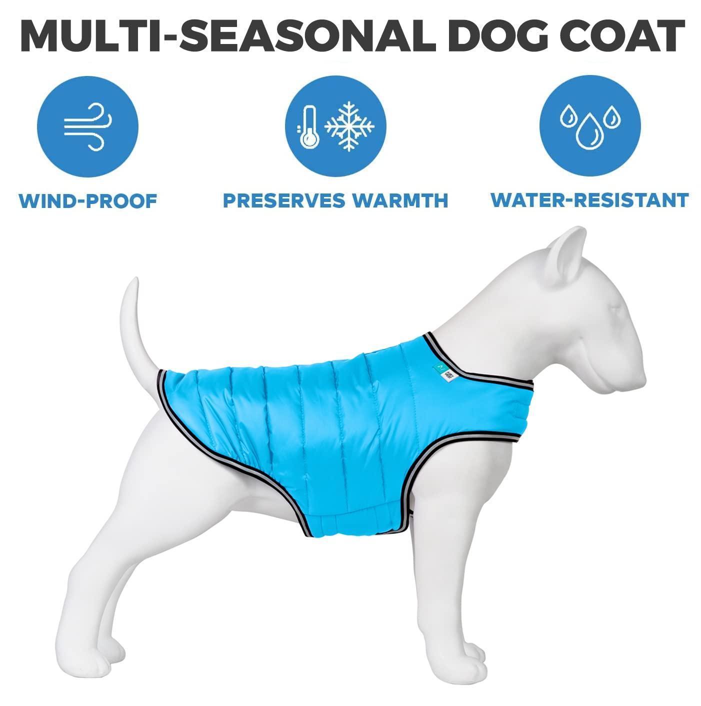 Blue Dog Winter Coat for Large Dogs Waterproof Dog Warm Jacket for Cold Weather with Velcro L Size