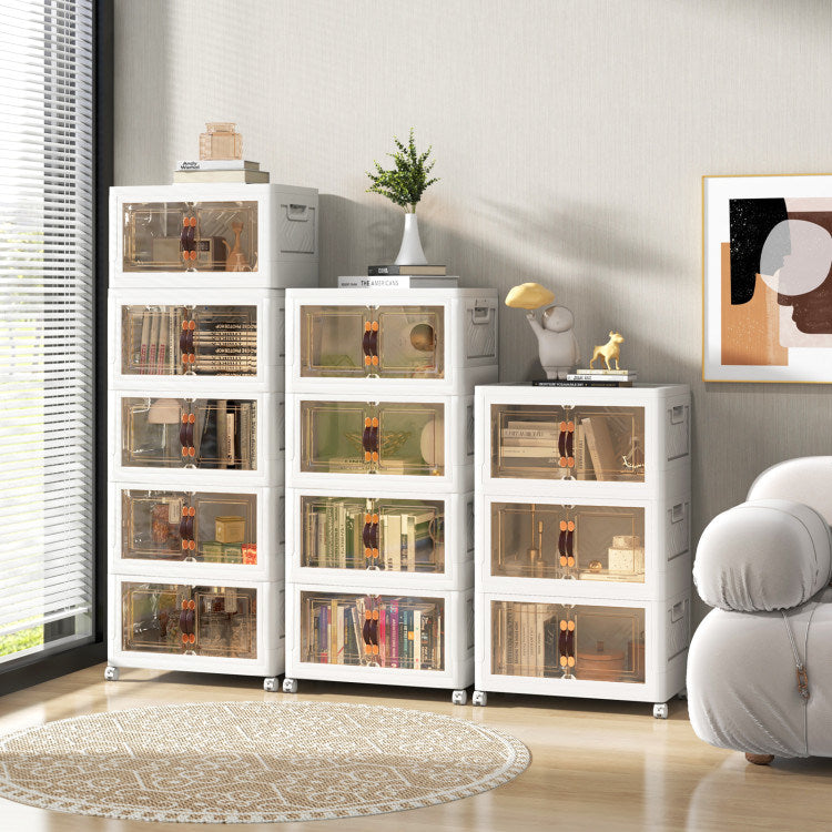 Stackable Storage Bins with Lockable Wheels