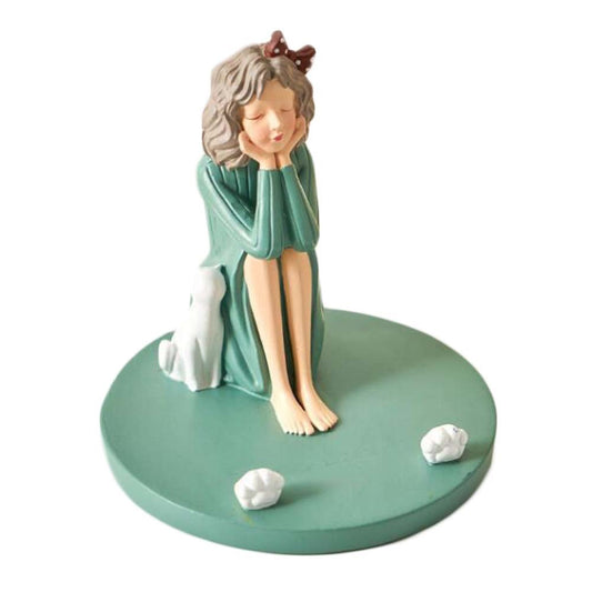 Green Cute Girl Mobile Phone Stand Desktop Stand Decorative Ornament Resin Cell Phone Support Holder