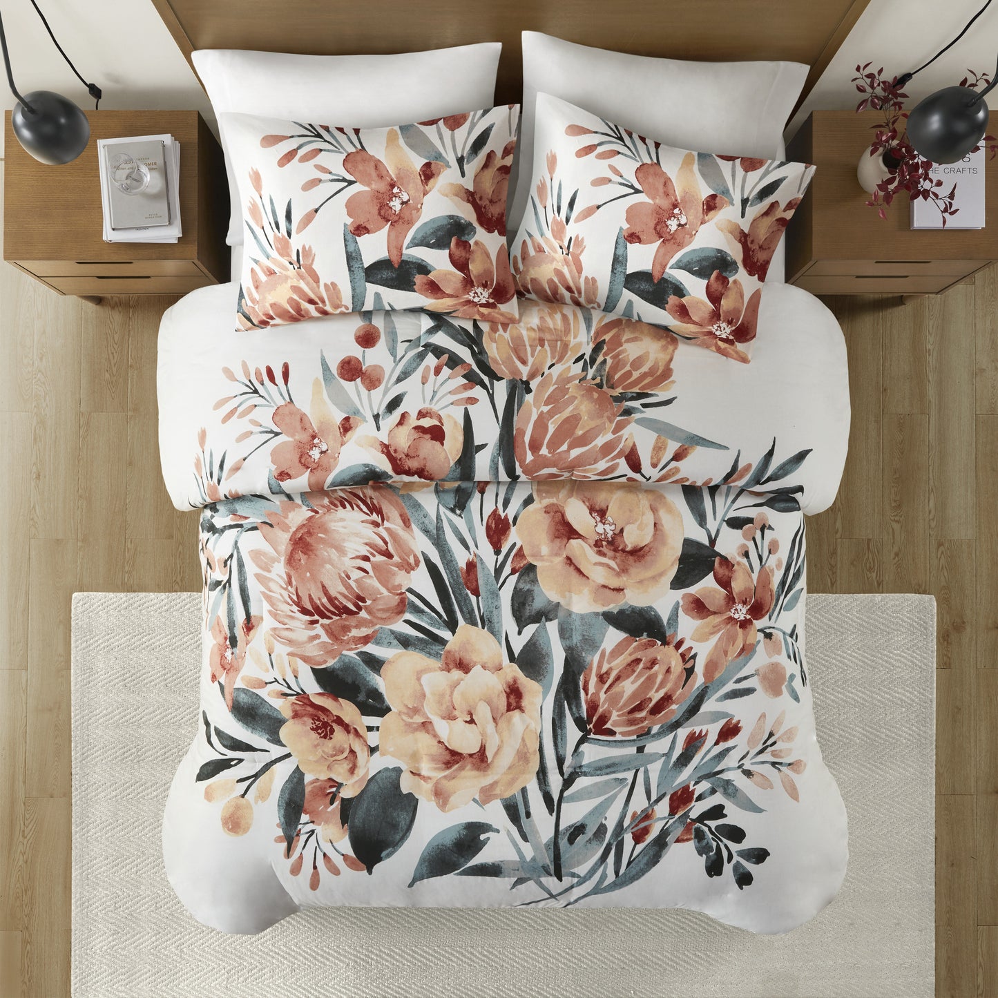 3 Piece Floral Cotton Duvet Cover Set