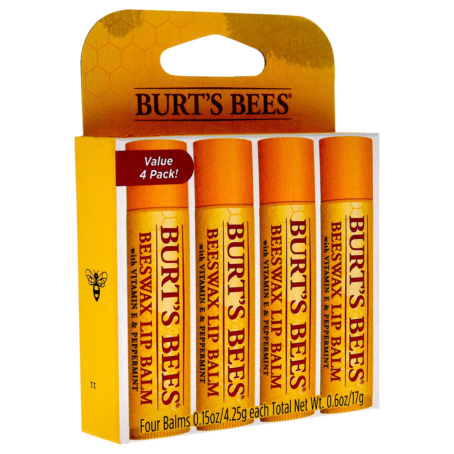 Beeswax Lip Balm Pack by Burts Bees for Unisex - 4 x 0.15 oz Lip Balm