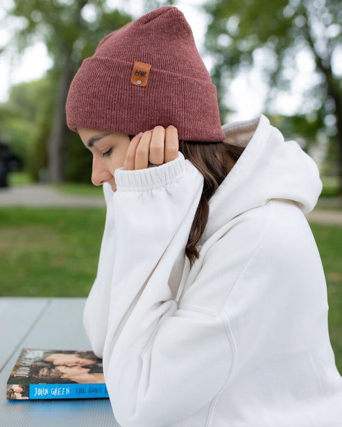HAAKWEAR Theta-Stitch Cuffed Beanie - Designed and Made in USA (Patent Pending Design) - Rusty Burgundy