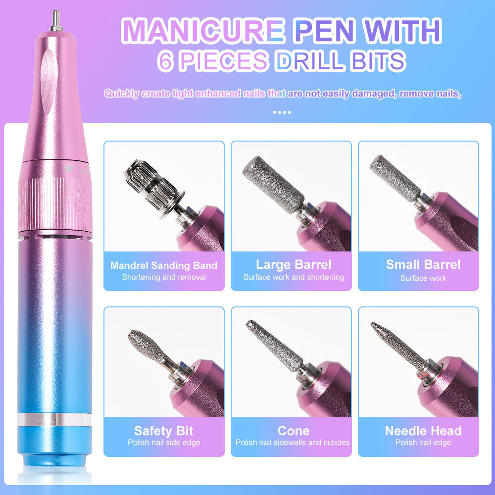 40000RPM Nail Drill Machine Electric Portable Nail File Rechargeable Nail Sander for Gel Nails Polishing For Home Manicure Salon