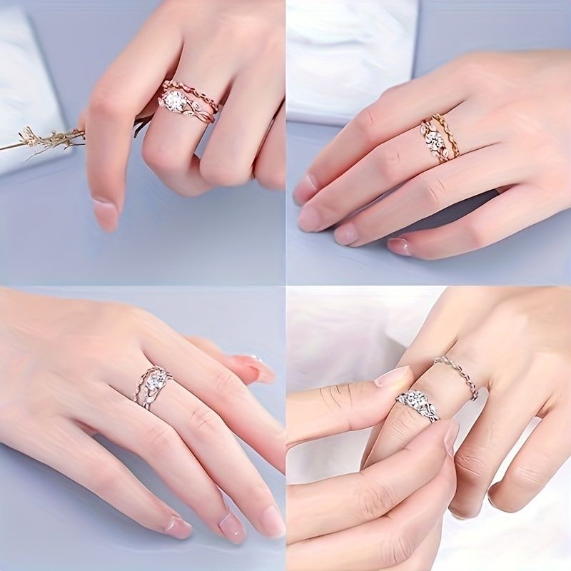 "1.2ct Willow Leaf Moissanite Women's Engagement Ring, 1.2ct D Color VVS1 Clarity Lab  Made Wedding Ring 925 Sterling Silver Branch Moissanite Ring Women's Gift