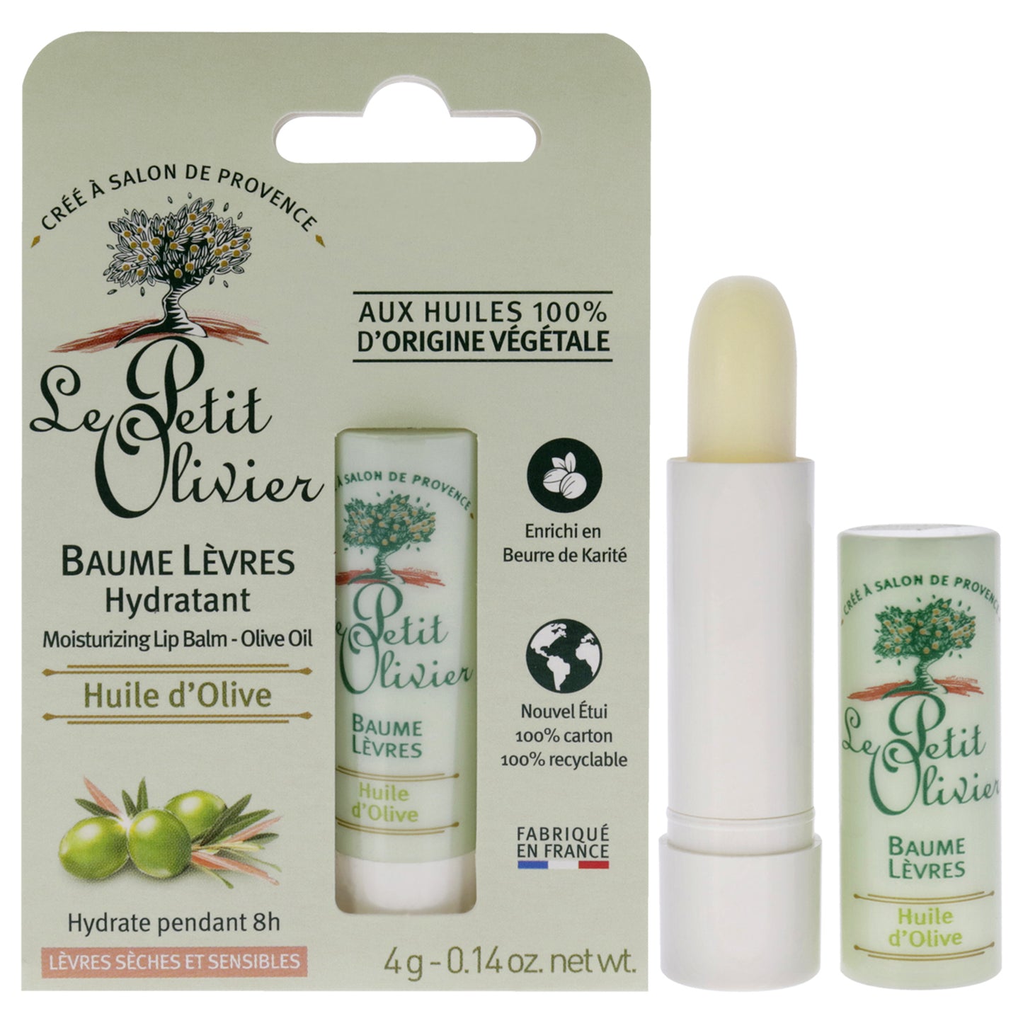 Moisturizing Lip Balm - Olive Oil by Le Petit Olivier for Women - 0.14 oz Lip Balm