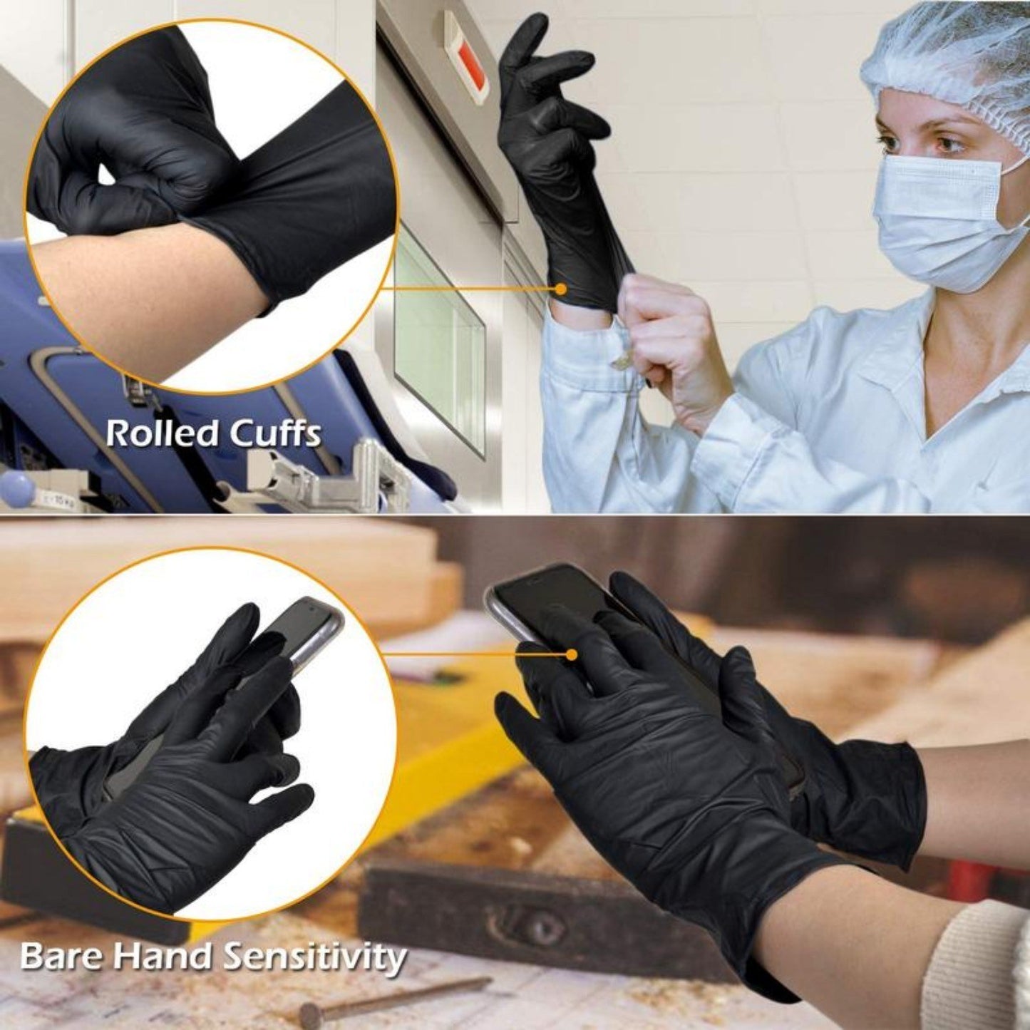 200pcs Black disposable nitrile gloves  are used for safe household cleaning in work, kitchen, cooking, and garden environments(Prohibited from selling on Amazon)Ban on Amazon sales