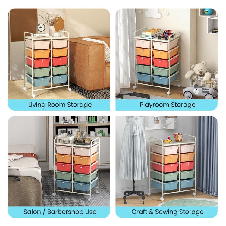 10-Drawer Rolling Storage Cart