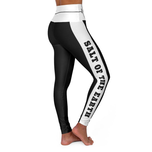 High Waisted Yoga Leggings, Black And White Salt Of The Earth Beating Heart Sports Pants